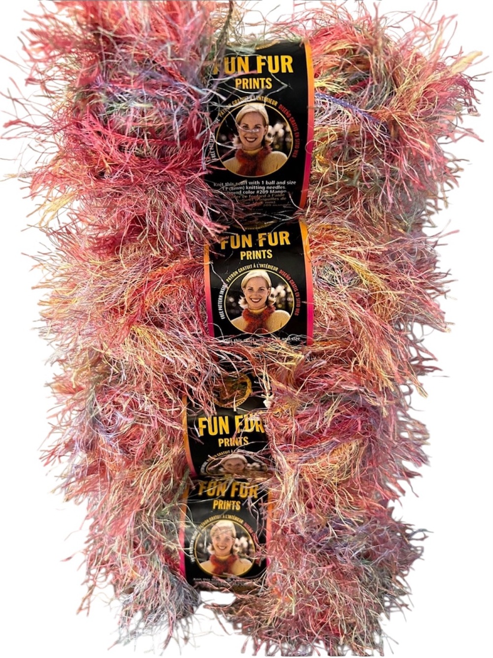 Lion brand Fun Fur Multi-Color Eyelash Yarn - Pink Mix x4 skeins 40g each